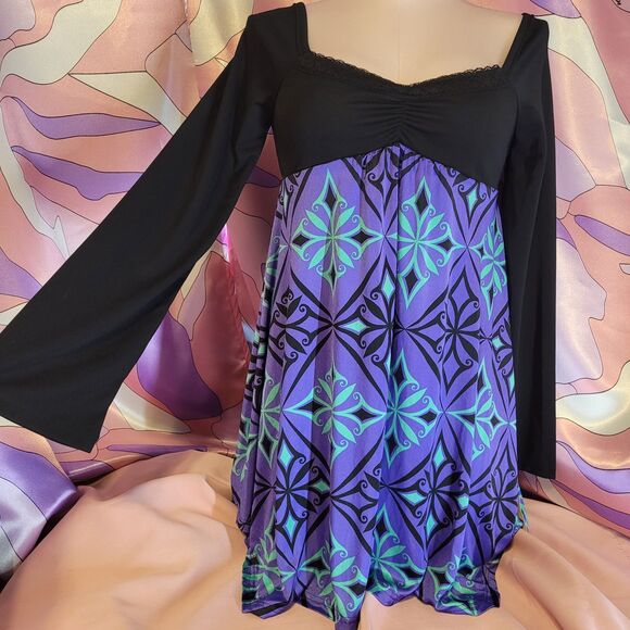 Golds Infinity Gyaru Gal Style Dress Women's Small Long Sleeve Purple Rare Japan - Picture 9 of 12